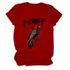 Amazon Ebay Site Independente Moda Única Produto Novo Feminino F-Caw-F Estampa de Águia Gola Redonda Manga Curta Camiseta