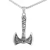 Colgante de hacha vikinga de doble filo para hombre europeo y americano, acero de titanio, acero inoxidable, joyería de acero de titanio, colgante, collar, venta al por mayor