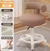 Taburete Pequeño Giratorio para Uso en Casa en la Sala de Estar, Taburete Bajo con Ruedas, Taburete para Cambiar Zapatos, Taburete de Costura con Lana de Cordero