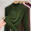 Camiseta Térmica de Invierno Nueva Estilo Lyocell Tencel Polar Ultracálido Cuello Medio para Mujer, Top Térmico Elegante con Forro Polar y Engrosado