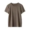 Roupas Femininas Novas Primavera/Verão 2026: Camiseta Básica de Seda e Linho de Manga Curta, Top Ajustado Simples de Linho e Liocel em 9 Cores