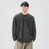 Camiseta de manga larga de alta gama estilo japonés, 300g, textura pesada, para hombre, otoño, vintage, moderna, corte holgado, versátil, casual, básica