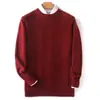 Suéter Andy de Terciopelo de Color Sólido para Hombre 24 Otoño e Invierno Nuevo Suéter de Cuello Redondo Cálido de Punto Camisa Base de Negocios