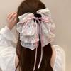 Pinza para el pelo de satén de alta calidad con lazo negro grande y diseño de tiburón, con parte trasera de diamante cuadrada, para mujer
