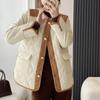 Casaco acolchoado de algodão com ombros duplos, tamanho plus size, versátil, moda outono e inverno, combinação de cores, gola redonda, para mulher gorda de 200kg 0615