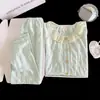 Otoño 2026 Nuevo Algodón Nube Pijama Infantil Manga Larga Cárdigan Estilo Princesa Pijama Padre-Hijo Conjunto de Ropa para Casa