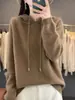 Suéter informal con capucha transfronterizo para mujer, nuevo de otoño e invierno, de manga larga, cálido, informal, tejido, camiseta base