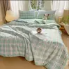 Algodón Lavado Ropa de Cama Sábanas para Cama Juego de Funda Nórdica de Cuatro Piezas Juego de Cama Individual y Doble para Dormitorio de Estudiantes Juego de Tres Piezas para Todas las Estaciones
