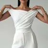 2026 Nueva Ropa de Verano para Mujer Estilo Europeo y Americano Transfronterizo Diseño de Color Sólido Tops Irregulares Casuales Versátiles