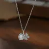 Corrente Elegante para Clavícula Banhada a Ouro Real com Zircônia para Mulheres, Colar de Coração de Madrepérola Natural de Alta Qualidade, Gargantilha Borboleta Exquisita