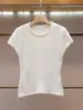 Shenzhen Nanyou Roupa Feminina de Alto Padrão Novo Verão Estilo Francês Elegante Malha com Contas Pesadas Gola Redonda Manga Curta para Mulheres