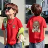 2026 Nuevo Top de Algodón Puro de Manga Corta para Niños Transpirable Estilo Coreano Holgado Mediano Niños Niños Ropa de Verano Camiseta de Manga Corta para Niños