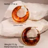 Moda Otoño e Invierno Transfronteriza Europea y Americana Pendientes de Acero Inoxidable Resina Maillard Retro para Mujer Joyería de Oreja de Personalidad Exagerada Venta al por Mayor