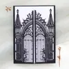 Cartão de Convite de Casamento Personalizado Corte a Laser Design Vazado Cartão de Convite Castelo Preto de Noivado Cartão de Saudação de Feriado Estoque de Fábrica