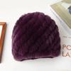 Sombrero de Piña Espiral Hecho de Piel de Conejo Rex, Gorro de Cuero Tejido de Invierno Cálido Engrosado para Mujer, Espiral Engrosado para Personas Mayores