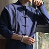 Nova camisa de terno estilo chinês Tang, camisa da moda masculina, primavera e outono, retrô, estilo chinês, linho, algodão, túnica, terno, camisa, jaqueta