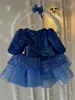 Vestido de Princesa Novo Estilo para o Primeiro Aniversário de Meninas, Vestido Tutu de Lantejoulas Infantil Transfronteiriço, Vestido para Daminha de Casamento e Aniversário