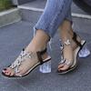 Comercio exterior 2024 Verano sandalias de mariposa de pedrería para mujer nuevo comercio exterior talla grande tacón de cristal estilo hada tacones altos transparentes