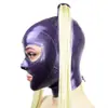 Capuz de Látex com Peruca de Rabo de Cavalo Loiro Elástico de Cabelo Máscara Bdsm Festa Fetichista Cosplay