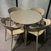 Juego de Plástico para Reuniones de Ocio al Aire Libre con Mesa Redonda Pequeña y Sillas para Balcón, Popular en Cafeterías de Té de Leche de Moda, Mesa de Comedor Simple para Uso al Aire Libre