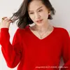 Suéter 100% lana otoño e invierno Nuevo cuello en V para mujer de cachemir tejido suelto jersey para usar debajo estilo coreano versátil suéter 2022