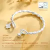 Pulsera de Plata de Ley Trébol de Cuatro Hojas Campana de la Suerte Plata Pura 9999 Patrón Retorcido Pulsera de Nicho Ins Regalo para Novia