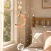 Sino dos Ventos de Cristal Dourado Meia-Lua de Luxo Leve Transfronteiriço Pegador de Sol Decoração Pendurada Ornamento de Janela Decoração de Quarto Varanda Instalação Sem Furos