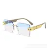 Gafas de Sol Nuevas Llegadas 2025 Europeas y Americanas Transfronterizas Sin Marco Borde Cortado Montura Grande para Mujer Lujo Ligero Gafas de Sol de Gama Alta Gafas Adelgazantes de Moda