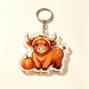 Chaveiro de Vaca das Terras Altas de Halloween Acrílico Fofo Desenho Animado Bezerro Pingente Charme para Bolsa de Festival Estilo Americano