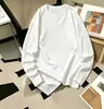 Camiseta Masculina de Manga Longa 100% Algodão Outono Tendência High-End Americana Solta Casual Tee Masculina Personalizável Uniforme de Classe