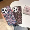 Pintura a Óleo de Arte Europeia e Americana Design Floral em Tela Cheia Adequado para Capa de Celular Apple 17 iPhone 18 Pro Max Glitter 15/16