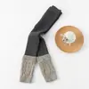 Leggings para Niña para Otoño e Invierno, Leggings Infantiles de Raya Vertical, Forrados de Felpa y Engrosados con Empalme Falso, Pantalones de Nueve Puntos