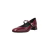 Zapatos Mary Jane Básicos Versátiles de Estilo Minimalista Piel de Cordero Otoño 2026 Tacón Medio Grueso Puntera Cuadrada Piel Genuina Zapatos de Correa Única para Mujer