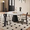 Mesa de Comedor Redonda Minimalista de Madera Maciza Estilo Italiano para Apartamentos Pequeños con Plato Giratorio, Mesa Redonda Moderna Simple de Pizarra Estilo Mid-Century para Uso Doméstico