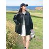 Chaqueta de Cuero Negra para Mujer, Nuevo Estilo Otoño e Invierno 2025, Estilo Retro de Hong Kong, Solapa, Casual, Versátil, Chaqueta de Cuero, Gabardina