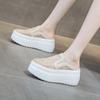 Medias Pantuflas sin Tacón para Mujer con Punta Cerrada, Novedad Verano 2026 Encaje Lentejuela Transpirables Suela Gruesa Zapatos Casuales, Modernos y de Moda