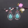 Aretes Turquesa Bohemios Europeos y Americanos Retro Búho Geométricos Atrapasueños Pluma Borla Aretes Mujeres