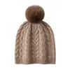 Cachemira 2026 Otoño/Invierno Nuevo para Mujer de Gama Alta Color Sólido Tejido para Exteriores Cálido Moda Tejido de Punto con Pompón Gorro Casual