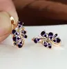 Pendientes populares transfronterizos de hoja de vid gota de agua con circón morado, venta al por mayor de pendientes de circón para banquetes transfronterizos de Oriente Medio