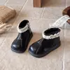 Botines con Adorno de Encaje para Niña 2026 Otoño/Invierno Botas de Algodón con Felpa Estilo Coreano Botas de Princesa para Niños Botas Martin para Bebé