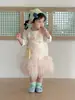 Roupas Infantis Outono Colete de Tricô Estilo Coreano Roupas Infantis 2026 Novas Roupas de Bebê Conjunto Base de Saia de Gaze para Meninas