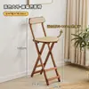 Taburete de Bar Plegable de Ratán para Uso Doméstico, Taburete Alto para Barra de Cocina, Silla Portátil Acojinada Suave con Respaldo para Comedor
