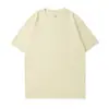 Camiseta Unisex de Algodão Pesado 220g Verão 2023 Gola Redonda Manga Curta Cor Sólida Ombro Caído Tamanho Plus Size Manga Curta para Homens e Mulheres