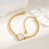 Pulsera europea y americana transfronteriza de acero de titanio de trébol para mujer, diseño de nicho de lujo ligero, colgante simple para combinar con todo, pulsera que no se desvanece