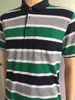 Camisa polo de manga corta a rayas poliéster algodón tratamiento anti-pilling encogimiento cuello alto bolsillo en el pecho frontal suministro de fabricantes