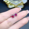 Aretes de Rubí Natural Populares al por Mayor de Fábrica con Incrustaciones de Plata S925 Piedra Principal 4*5 Joyería de Lujo Directo de Fábrica