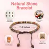 Pulsera tejida de piedra natural ajustable 4 mm Hoja Picasso Piedra de pino rojo Cuentas planas Cuentas de esquina cortada Piedra de pino rojo tejida