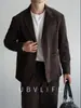 Traje Casual Estilo Retro Old Money de Chenilla Tencel con Solapa de Muesca para Hombre Otoño/Invierno 2026 Chaqueta de Traje Ligera para Negocios
