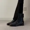 Primer Encuentro Ji Botas Adelgazantes de Tacón Bajo Retro Aumento Oculto de Altura Punta Cuadrada Botas Elásticas Adelgazantes Versátiles para Mujer Botines de Temperamento para el Trabajo
