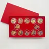 Oro Puro 999 Juego Completo de Doce Colores de Oro del Zodiaco Pegatinas para Teléfono Móvil para Exquisitos Regalos Navideños Shuibeike Mayoreo